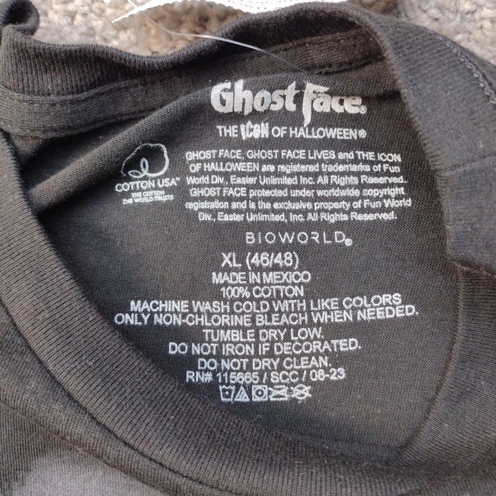 NEW Ghost Face T Shirt Men's Size XL The ICON of Halloween Black Tee Scream Face - Picture 9 of 13